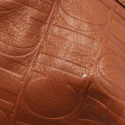 Carolina Herrera Brown Monogram Embossed Leather Matryoshka Tote
