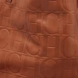 Carolina Herrera Brown Monogram Embossed Leather Matryoshka Tote
