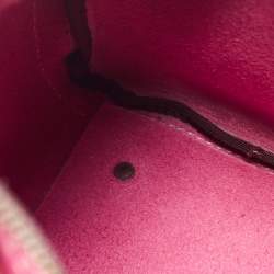 Pre Owned Carolina Herrera Pink/Beige Monogram Embossed Leather Andy Boston Bag