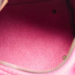 Pre Owned Carolina Herrera Pink/Beige Monogram Embossed Leather Andy Boston Bag