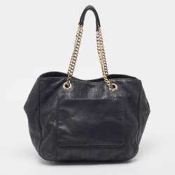 Pre Owned Carolina Herrera Black Leather Audrey Shoulder Bag