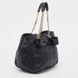 Pre Owned Carolina Herrera Black Leather Audrey Shoulder Bag