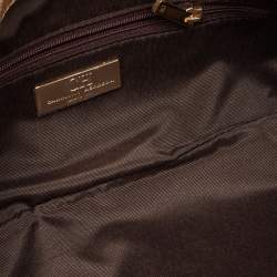 Carolina Herrera Gold Monogram Embossed Leather Bow Flap Clutch