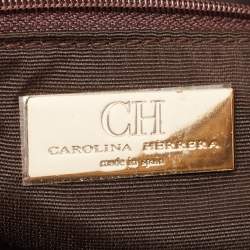 Carolina Herrera Gold Monogram Embossed Leather Bow Flap Clutch