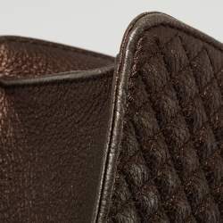 Carolina Herrera Metallic Brown Quilted Leather Chain Detail Top Handle Bag