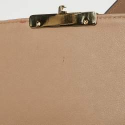 Carolina Herrera Metallic Brown Quilted Leather Chain Detail Top Handle Bag