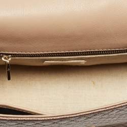 Carolina Herrera Metallic Brown Quilted Leather Chain Detail Top Handle Bag