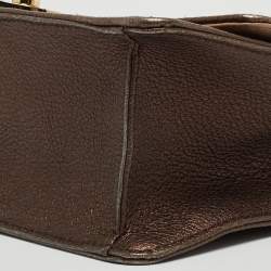 Carolina Herrera Metallic Brown Quilted Leather Chain Detail Top Handle Bag