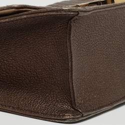 Carolina Herrera Metallic Brown Quilted Leather Chain Detail Top Handle Bag