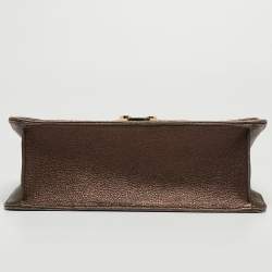 Carolina Herrera Metallic Brown Quilted Leather Chain Detail Top Handle Bag