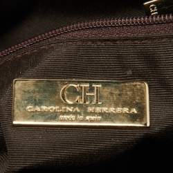 Pre Owned Carolina Herrera Brown Monogram Leather Audrey Shoulder Bag