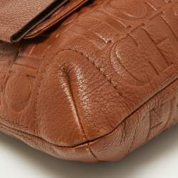 Pre Owned Carolina Herrera Brown Monogram Leather Audrey Shoulder Bag