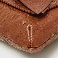 Pre Owned Carolina Herrera Brown Monogram Leather Audrey Shoulder Bag