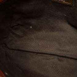 Pre Owned Carolina Herrera Brown Monogram Leather Audrey Shoulder Bag