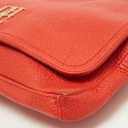 Carolina Herrera Orange Pebbled Leather Tassel Flap Shoulder Bag