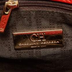 Carolina Herrera Orange Pebbled Leather Tassel Flap Shoulder Bag