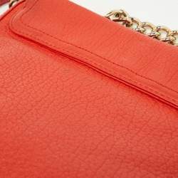 Carolina Herrera Orange Pebbled Leather Tassel Flap Shoulder Bag