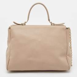 Carolina Herrera Beige Leather Minueto Flap Top Handle Bag