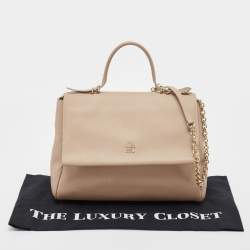 Carolina Herrera Beige Leather Minueto Flap Top Handle Bag