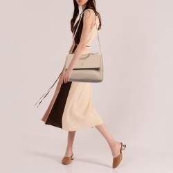 Carolina Herrera Beige Leather Minueto Flap Top Handle Bag