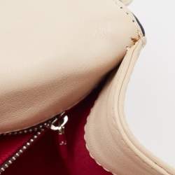 Carolina Herrera Blue/Red Quilted Leather Wildstitch Chain Flap Top Handle Bag