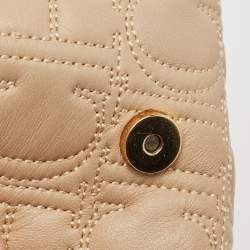 Carolina Herrera Beige Monogram Embossed Leather Flap Clutch