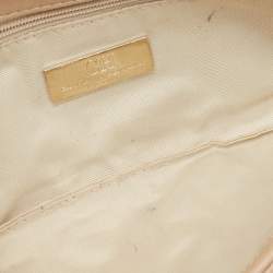 Carolina Herrera Beige Monogram Embossed Leather Flap Clutch