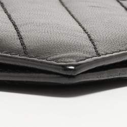 Pre Owned Carolina Herrera Black Chevron Quilted Leather Bifold Continental Wallet