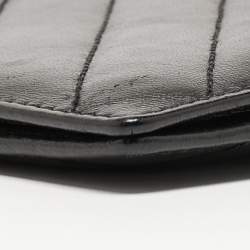Pre Owned Carolina Herrera Black Chevron Quilted Leather Bifold Continental Wallet