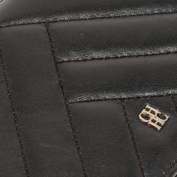 Pre Owned Carolina Herrera Black Chevron Quilted Leather Bifold Continental Wallet
