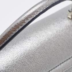 Carolina Herrera Metallic Green Monogram Leather Top Handle Bag