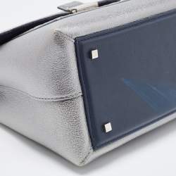Carolina Herrera Metallic Green Monogram Leather Top Handle Bag
