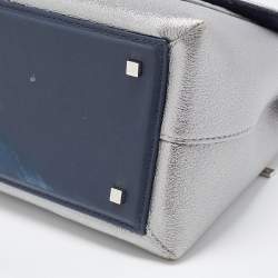 Carolina Herrera Metallic Green Monogram Leather Top Handle Bag