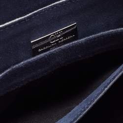 Carolina Herrera Metallic Green Monogram Leather Top Handle Bag
