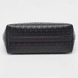 Carolina Herrera Black Monogram Embossed Leather Pochette Bag