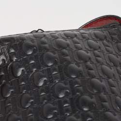 Carolina Herrera Black Monogram Embossed Leather Pochette Bag