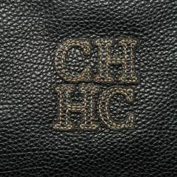 Pre Owned Carolina Herrera Black Leather Padlock Charm Crossbody Bag