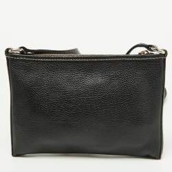 Pre Owned Carolina Herrera Black Leather Padlock Charm Crossbody Bag