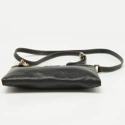 Pre Owned Carolina Herrera Black Leather Padlock Charm Crossbody Bag