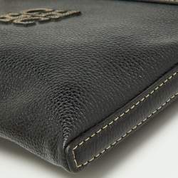 Pre Owned Carolina Herrera Black Leather Padlock Charm Crossbody Bag