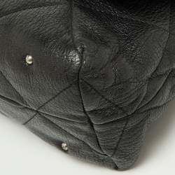 Pre Owned Carolina Herrera Black CH Embossed Leather Flap Chain Bag