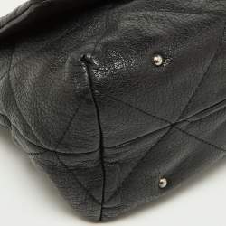 Pre Owned Carolina Herrera Black CH Embossed Leather Flap Chain Bag