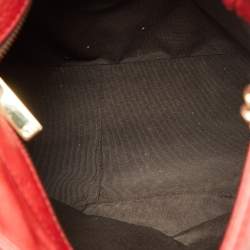 Carolina Herrera Red Monogram Embossed Leather Chain Bow Hobo