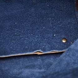 Pre Owned Carolina Herrera Navy Blue/Beige Monogram Embossed Leather Andy Tote