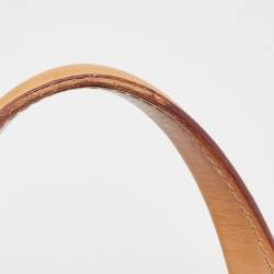 Pre Owned Carolina Herrera Navy Blue/Beige Monogram Embossed Leather Andy Tote