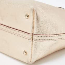 Pre Owned Carolina Herrera Gold Leather Mini Tote