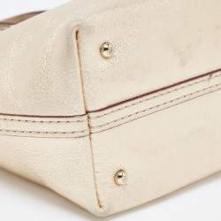 Pre Owned Carolina Herrera Gold Leather Mini Tote