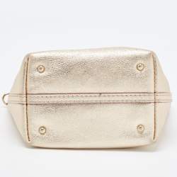Pre Owned Carolina Herrera Gold Leather Mini Tote
