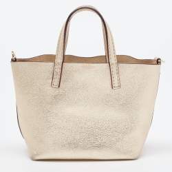 Pre Owned Carolina Herrera Gold Leather Mini Tote