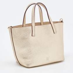 Pre Owned Carolina Herrera Gold Leather Mini Tote